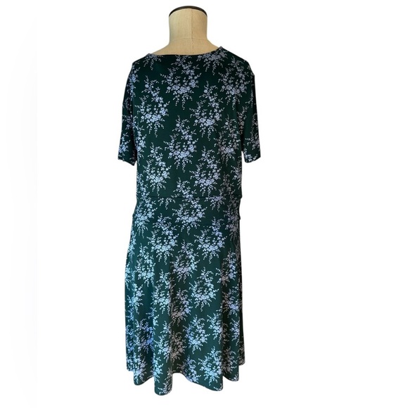 Lark & Ro Fixed Wrap Hunter Green Floral Short Sleeve Casual Dress Size 16 - Picture 3 of 9